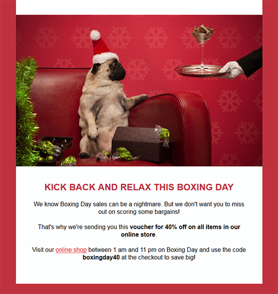 Give your customers a break from the boxing day crowds