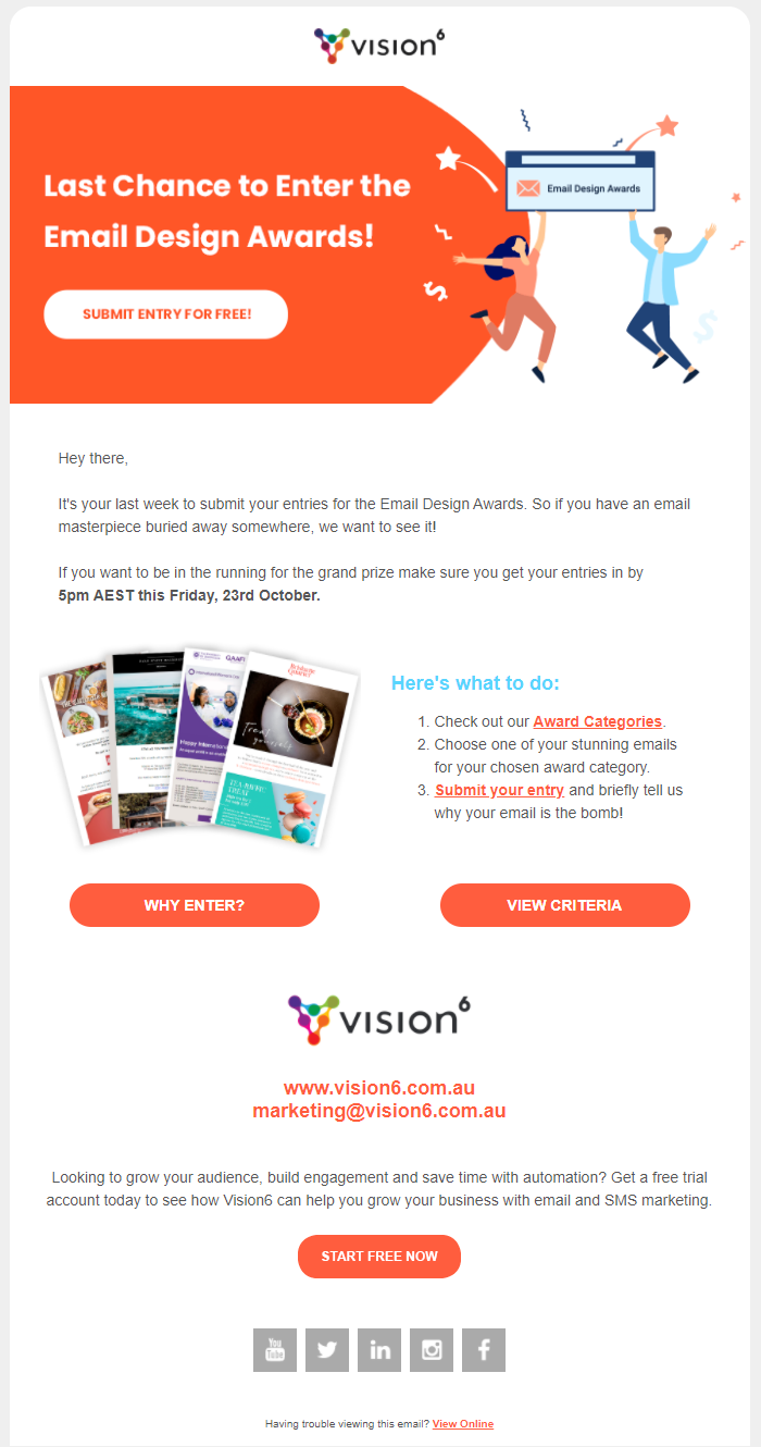 Vision6 Email Design Awards