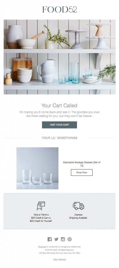 Transactional email template inspiration by Food52