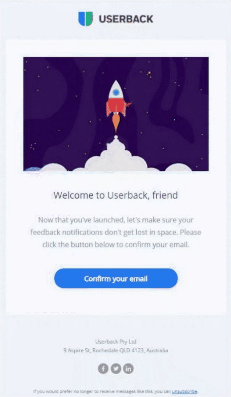Email Example from a startup company: Userback