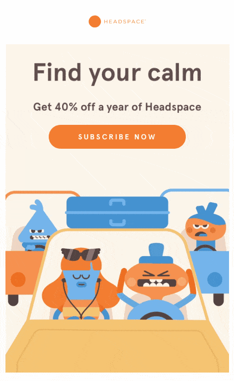 Headspace promotional email with animated gif 