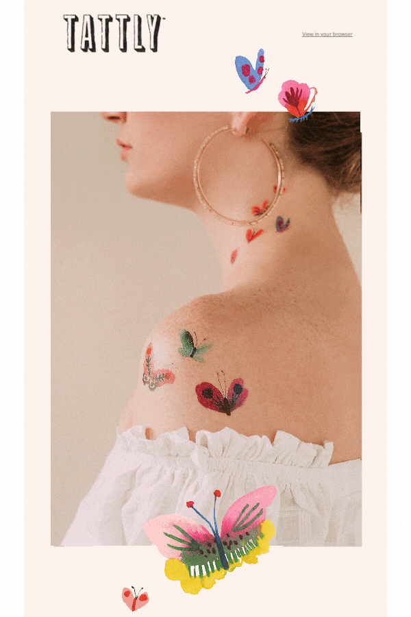 Promotional email by Tattly using simple animations of tattoos