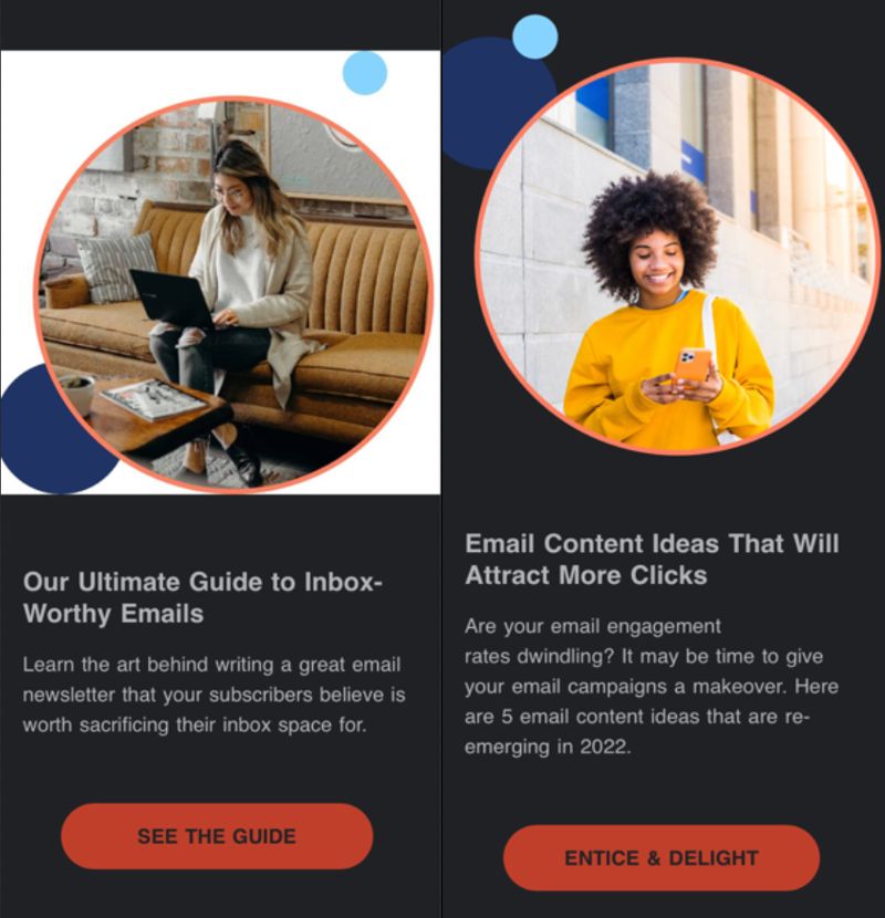 Vision6 dark mode email examples