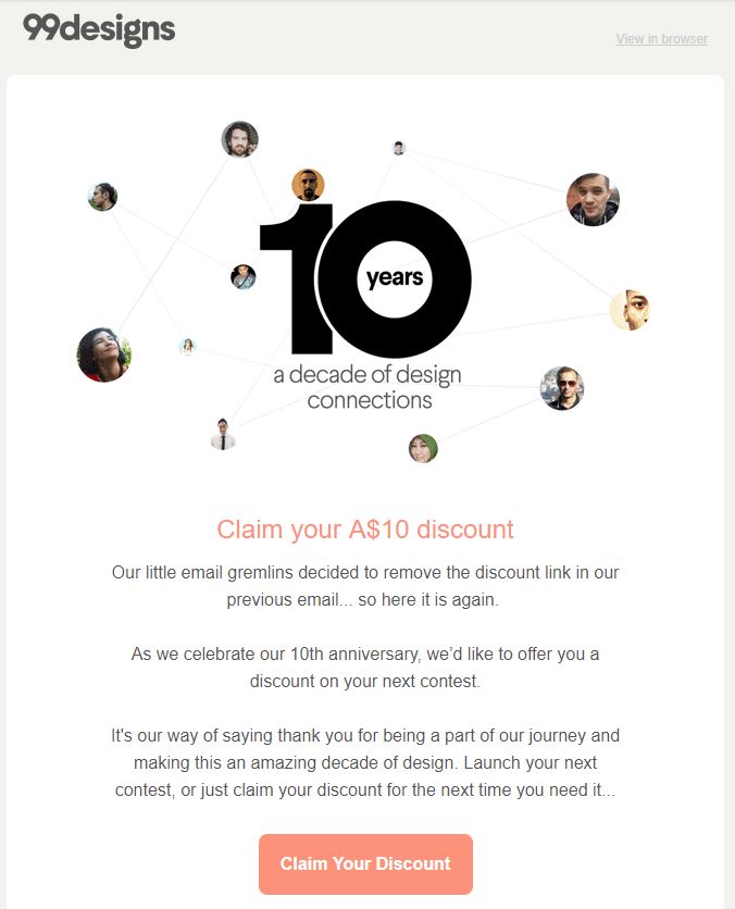 Email apology with special discount